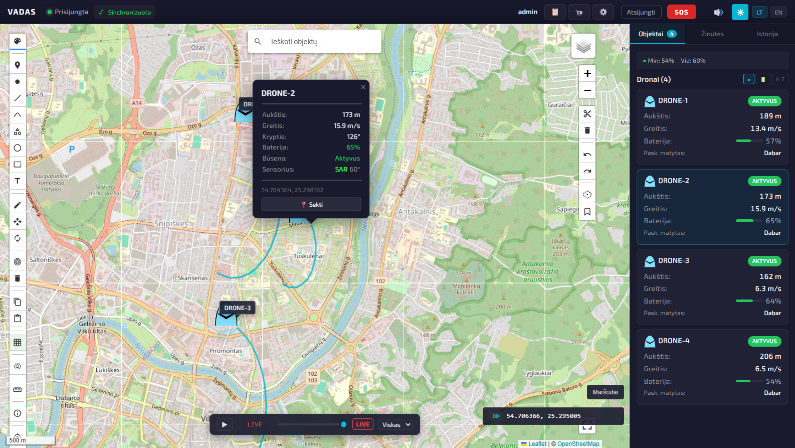 Drone telemetry popup